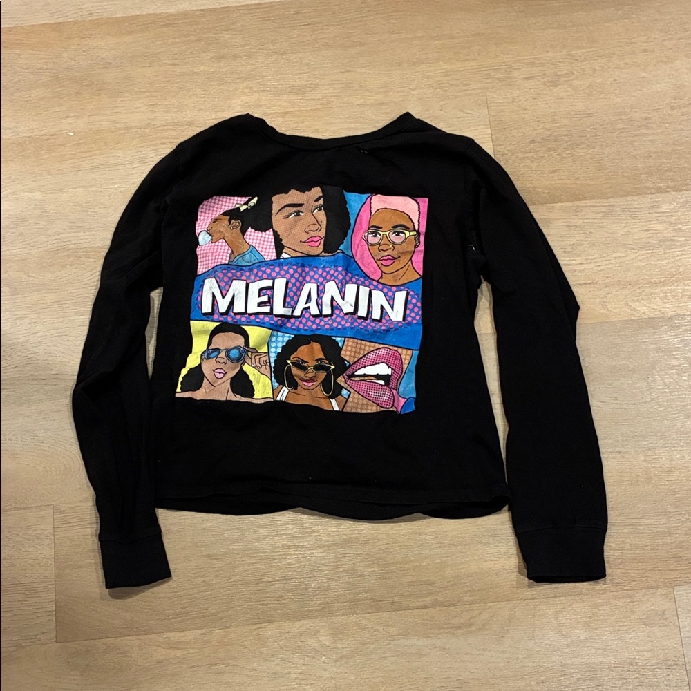 On Fire Black Long Sleeve Tee with Colorful Graphic